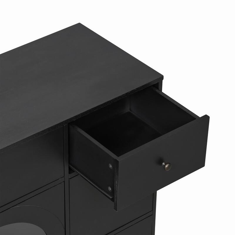 55.1" Large Storage Cabinet with 2 Doors and 7 Drawers for Living and Dining Room Organization