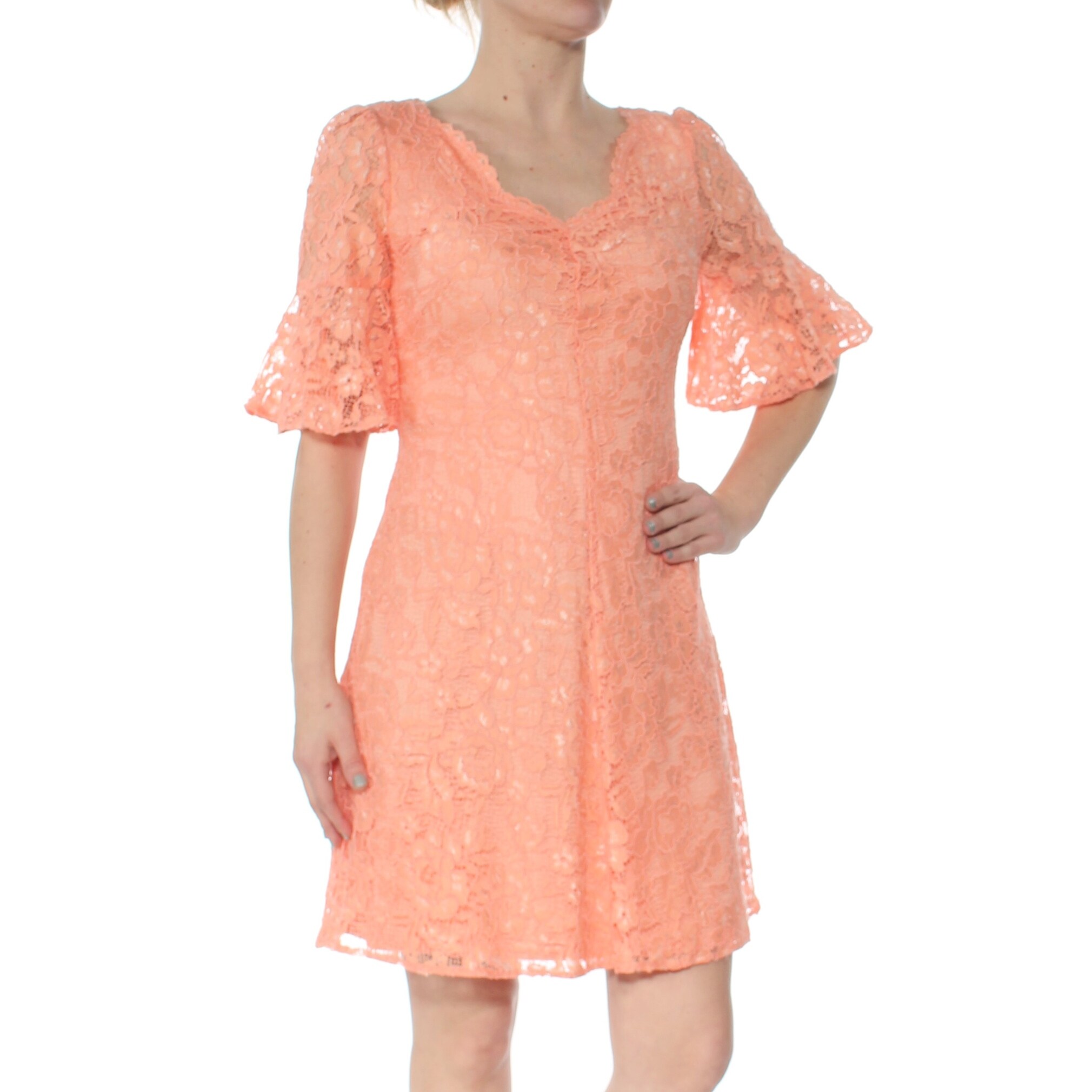 coral bell sleeve dress