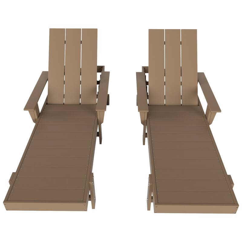 Polytrends Shoreside Modern Poly Reclining Eco-Friendly All Weather Chaise Lounge With Arms & Wheels (Set Of 2)