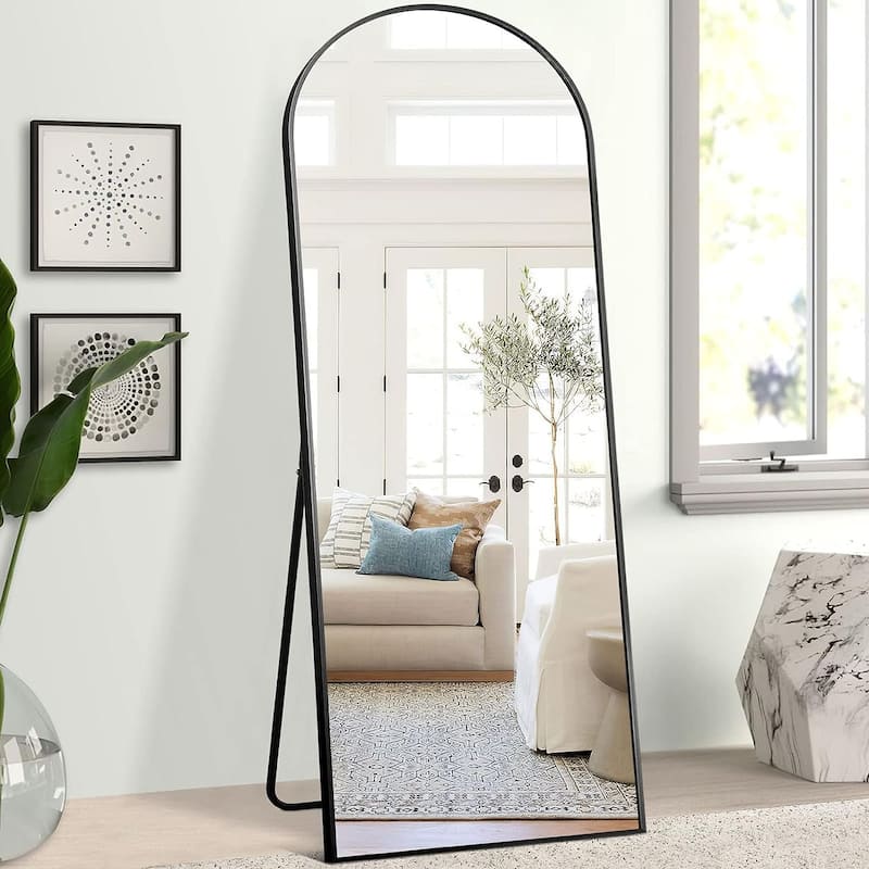 Black Metal Arch Stand Full Length Mirror