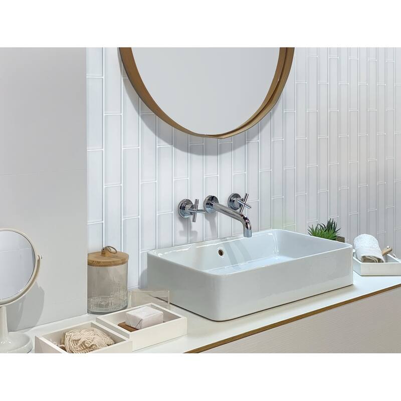 Apollo tile 3" x 12" Colorway Matte White Glass Tile (5 sq ft/case) - 20 Pack