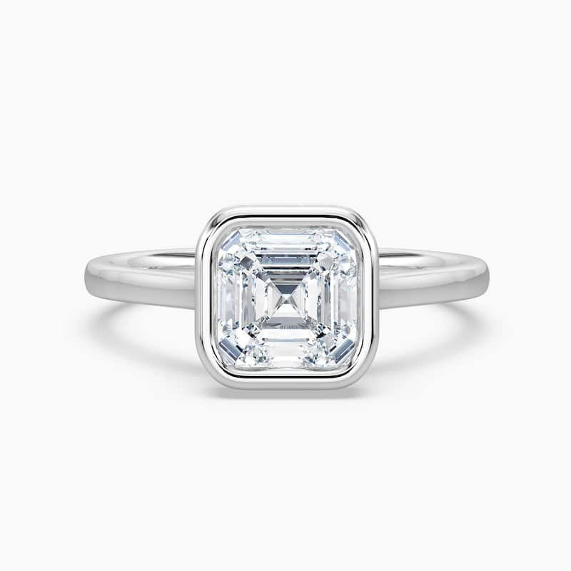 Auriya 14k Gold Lab Grown Asscher Diamond Bezel Unique Hidden Halo Engagement Ring 1.00 to 5.00 ct. tw. (F-G, VS) - 5.5 - 1.75 carats - White