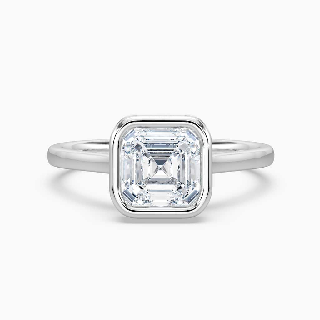 Auriya 14k Gold Lab Grown Asscher Diamond Bezel Unique Hidden Halo Engagement Ring 1.00 to 5.00 ct. tw. (F-G, VS)
