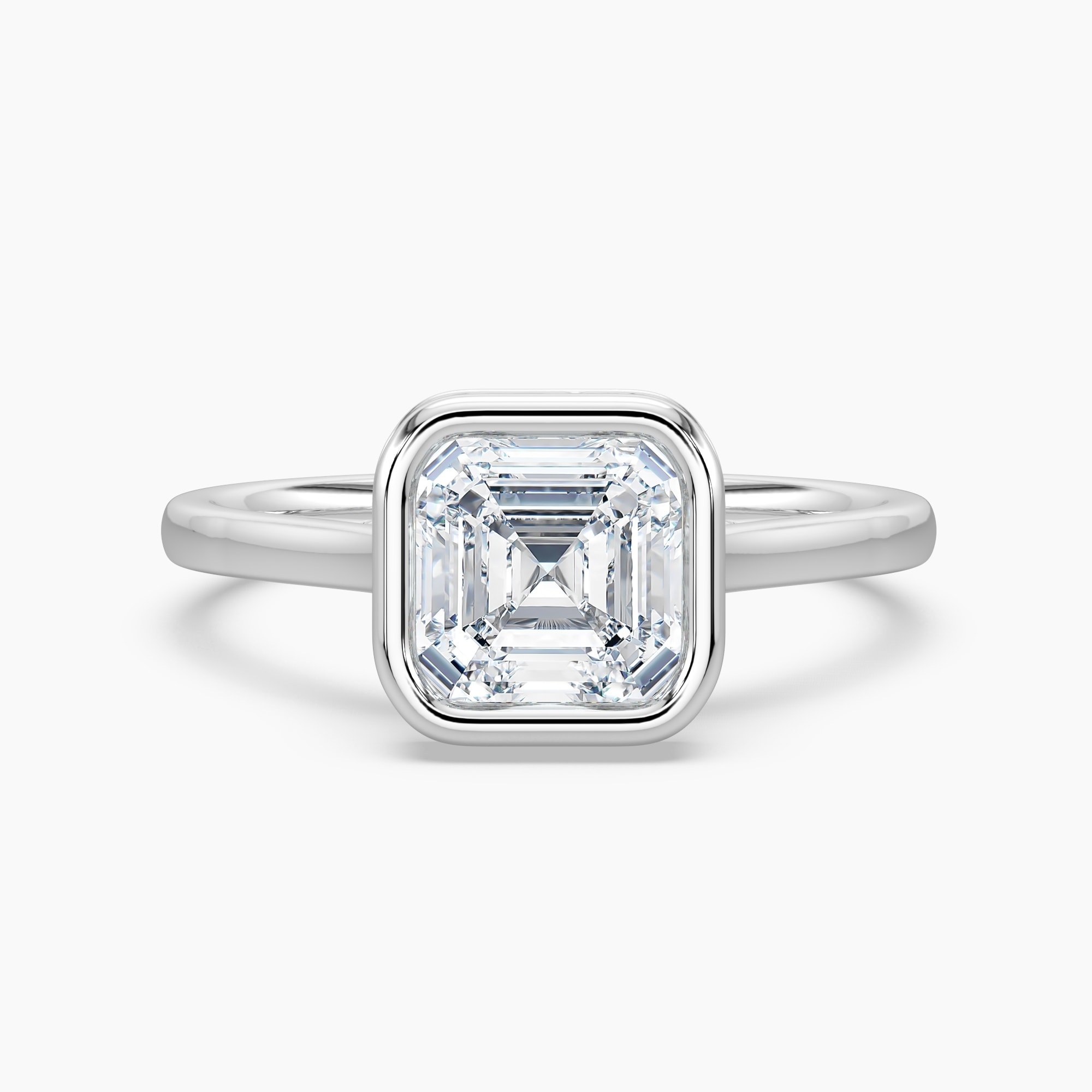 Auriya 14k Gold Lab Grown Asscher Diamond Bezel Unique Hidden Halo Engagement Ring 1.00 to 5.00 ct. tw. (F-G, VS)