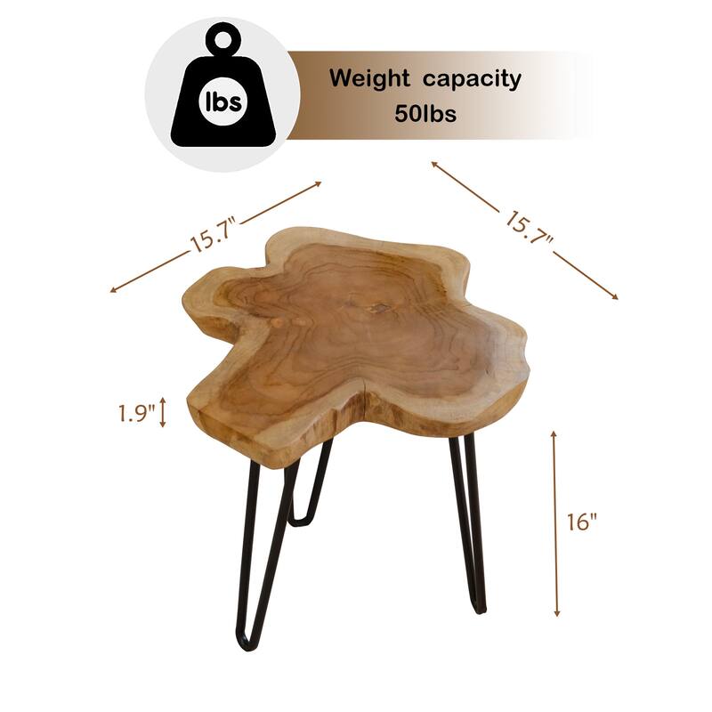Greenage Solid Wood Teak Live Edge Natural Cut Coffee Table