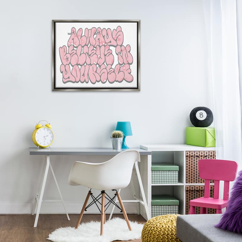 Stupell Believe in Yourself Graffiti Framed Floater Canvas Wall Art Design By Marcus Prime
