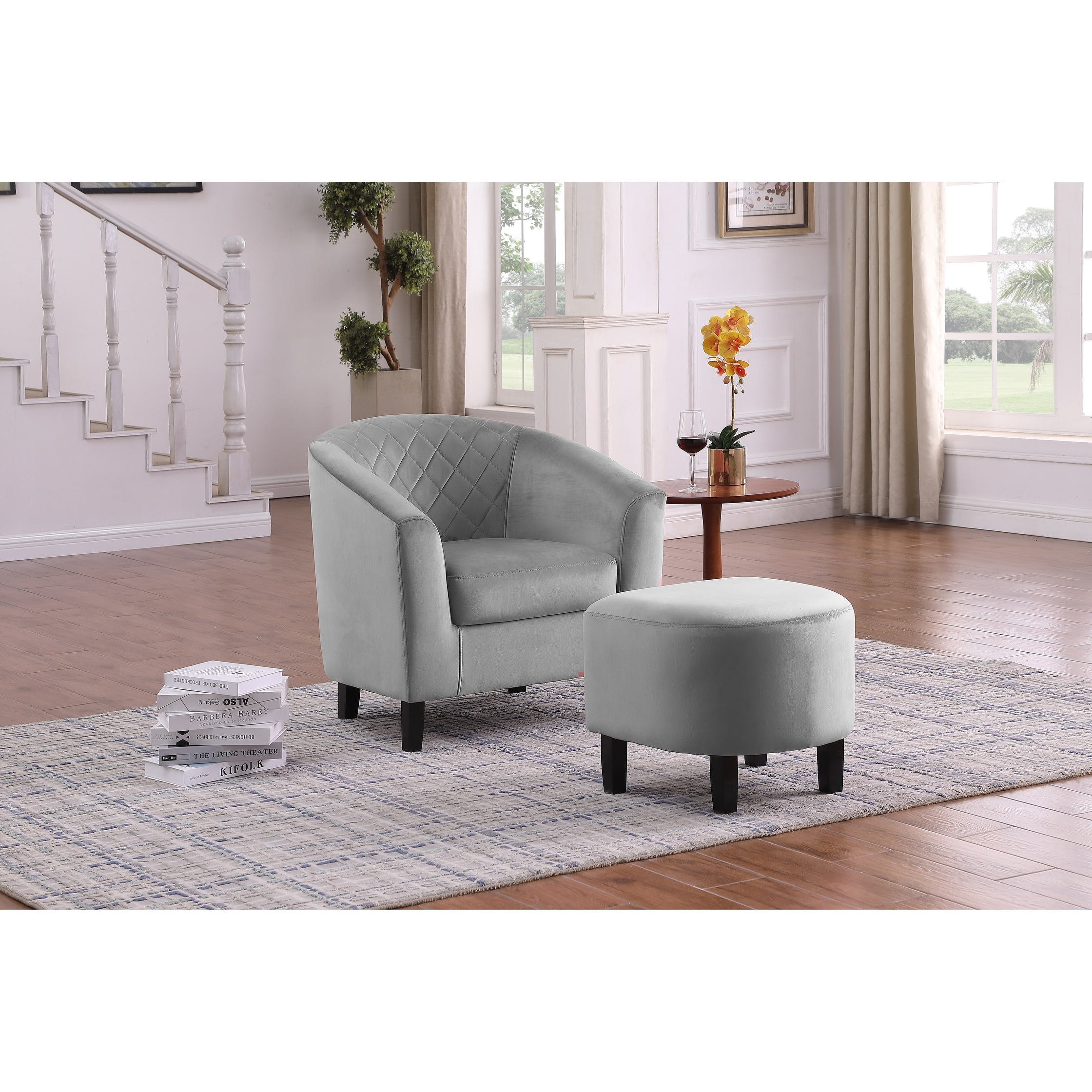 Eliza Velvet Tub Chair with Ottoman Bed Bath Beyond 38200236
