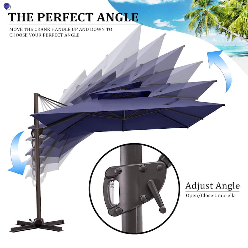 Pellebant Outdoor 9x11FT Patio Cantilever Umbrella Dual Top