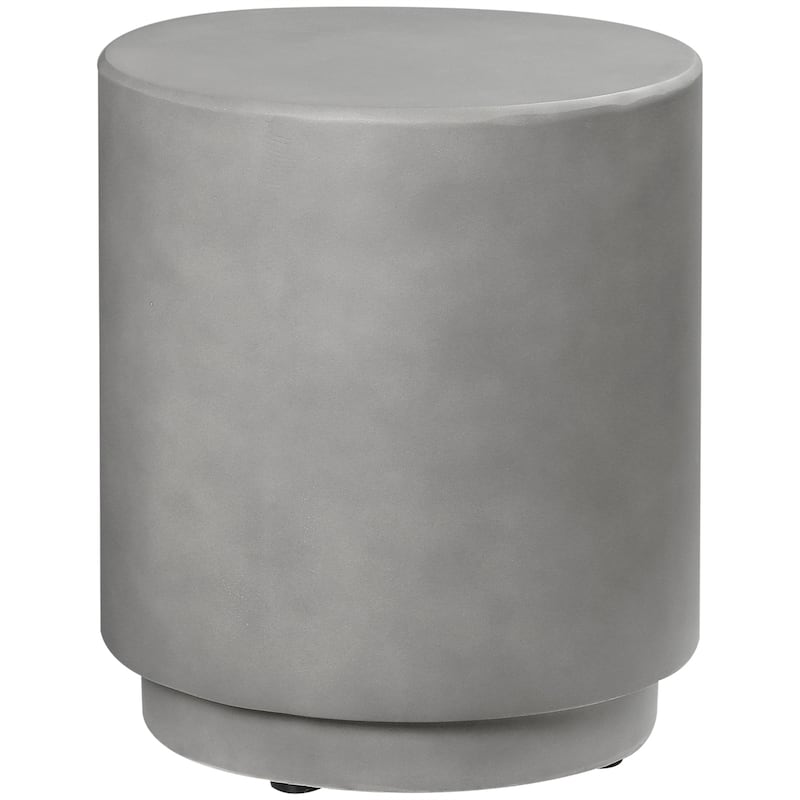 Round Lightweight Accent Table with Concrete Finish, 4 Adjustable Feet