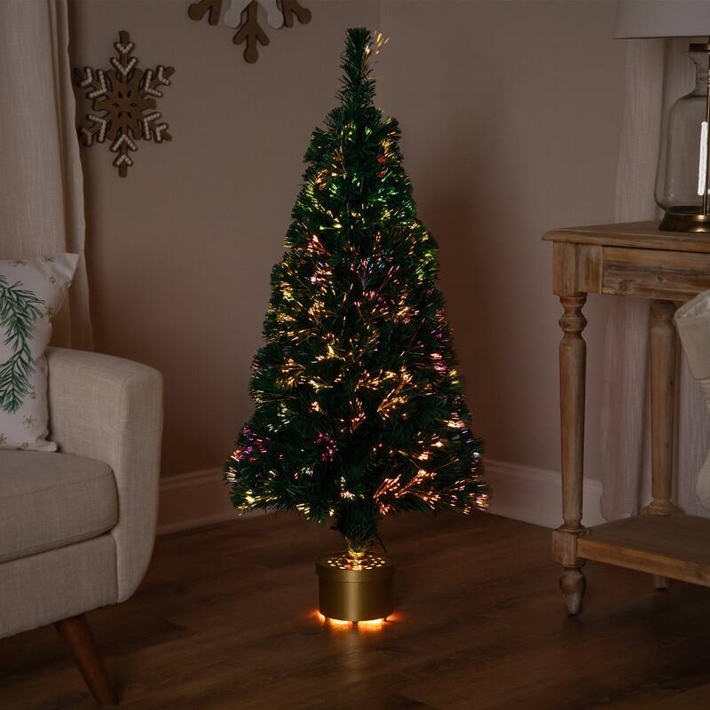 Pre-Lit Color Changing Fiber Optic Artificial Christmas Tree - 4' - Multi-color Lights - 4 Foot