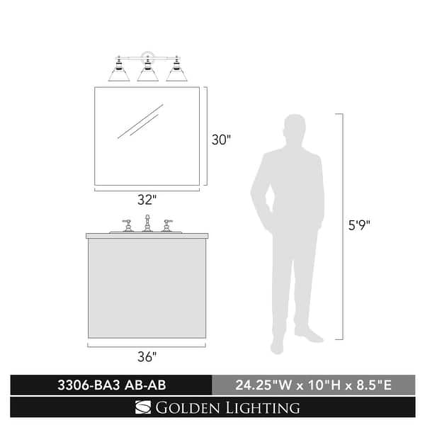 Golden Lighting Orwell 3 Light 24-1/4" Wide Bathroom Vanity Light in