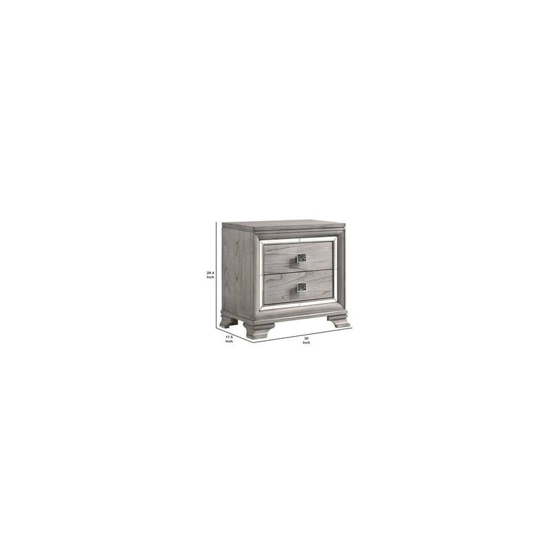 Light Gray 2 Drawer 17.5 in. W Nightstand with Bracket Feet
