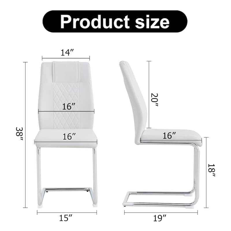 Leather Dining Chair Set of 6 Office Chair with C-Shaped Metal Legs