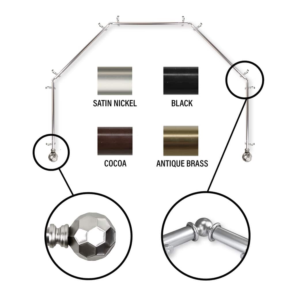 InStyleDesign Finley 13/16 5-Sided Bay Window Curtain Rod