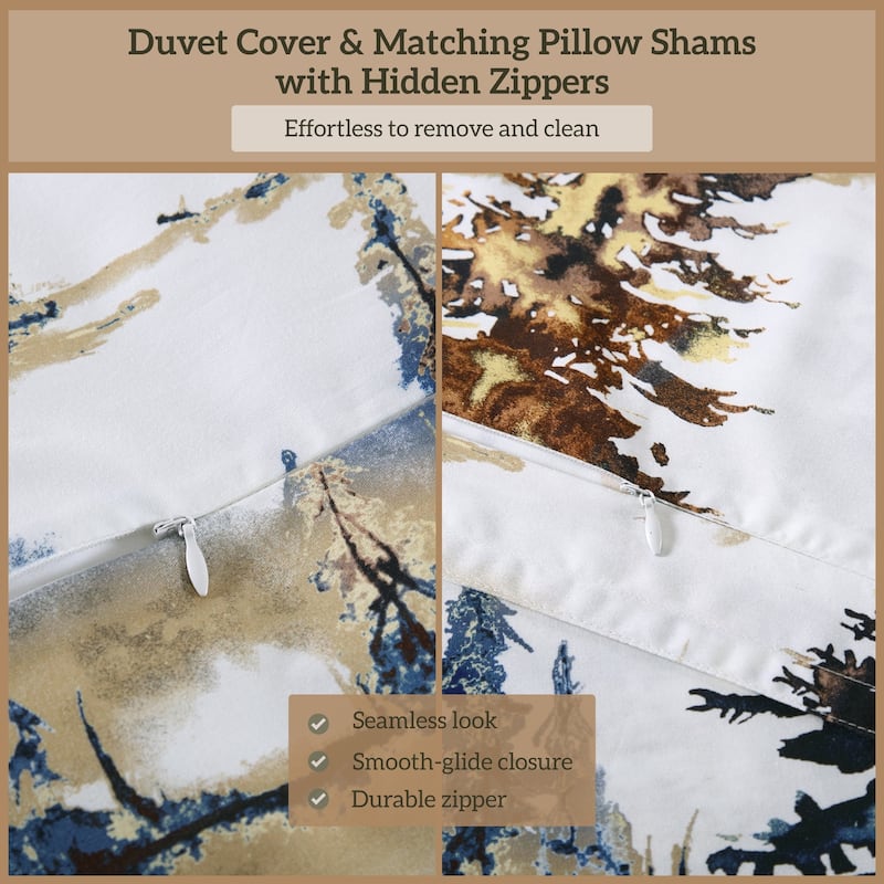 Paseo Road Acadia Cabin Bedding Woodland Lodge 3 Piece Reversible Duvet Cover Set with Pillow Shams