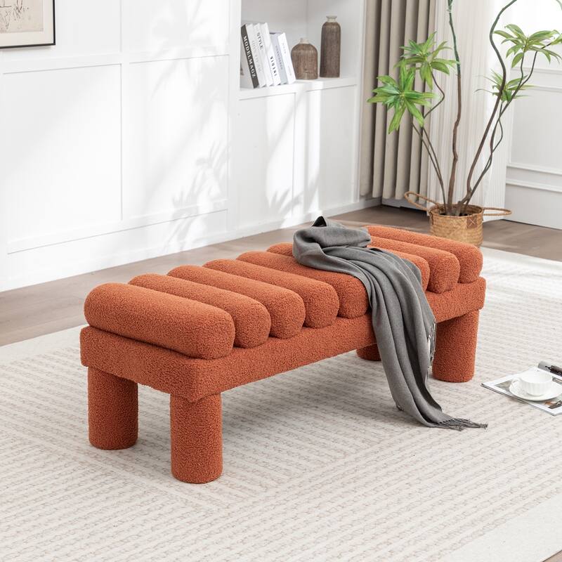 SEYNAR Modern Teddy Velvet Upholstered Rentangle Ottoman