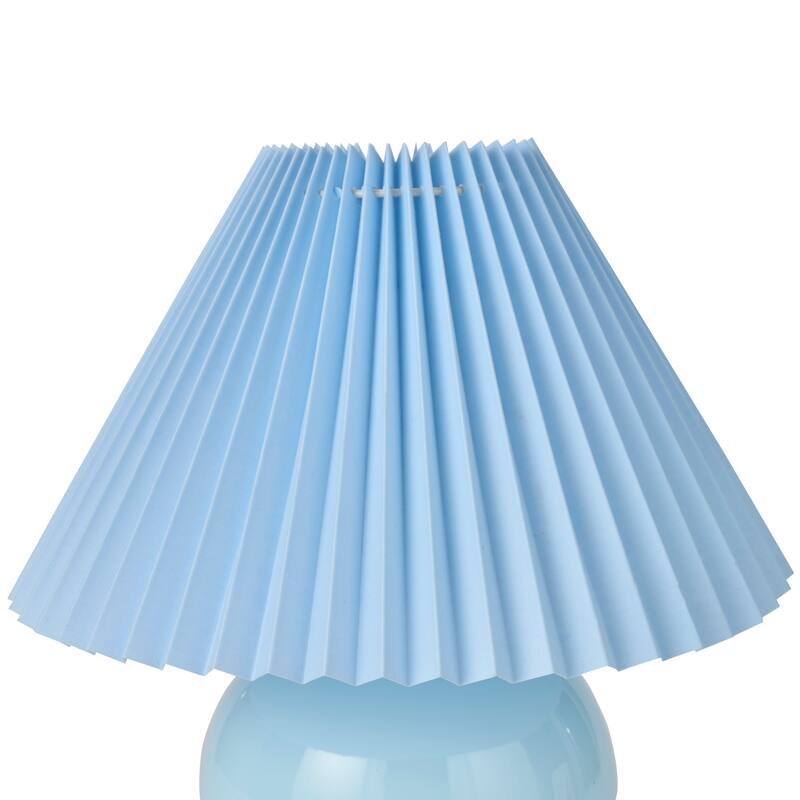 Nourison 13" Round Ceramic Table Lamp with Pleated Shade