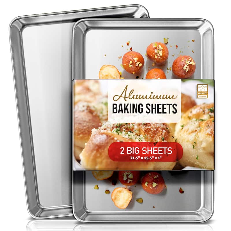 JoyTable Aluminum Steel Non-stick Baking Sheet/Cookie Sheet Set - Big Sheet Pan - 2 Piece