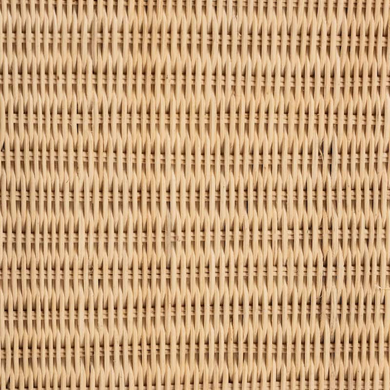Rotem Natural Rattan Ottoman with Cushion - Handwoven Wicker Pleated Skirt Accent Coffee Table or Extra Seating for Living Room