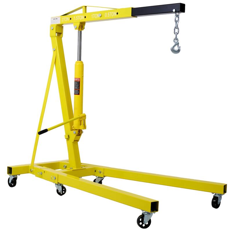 2 Ton Folding Engine Hoist Cherry Picker Shop Crane Hoist Lift - Yellow