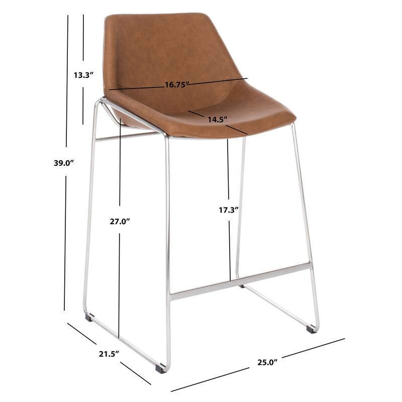 SAFAVIEH Essyllt Mid-Century Modern Counter Stool - 25" W x 22" D x 39" H - 25Wx22Dx39H