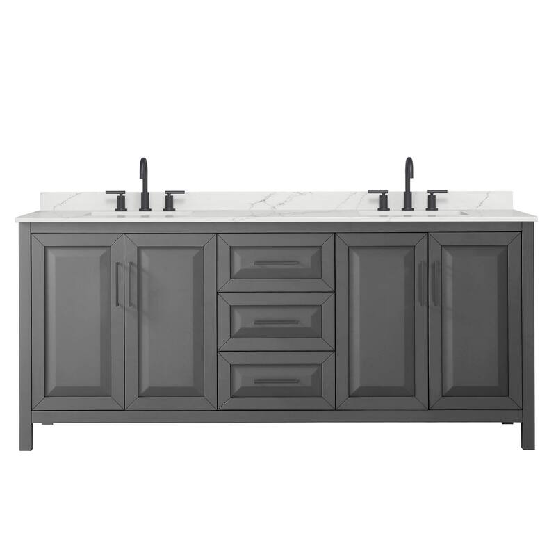 Daria 80-inch Double Vanity, 3 Hole Quartz Top