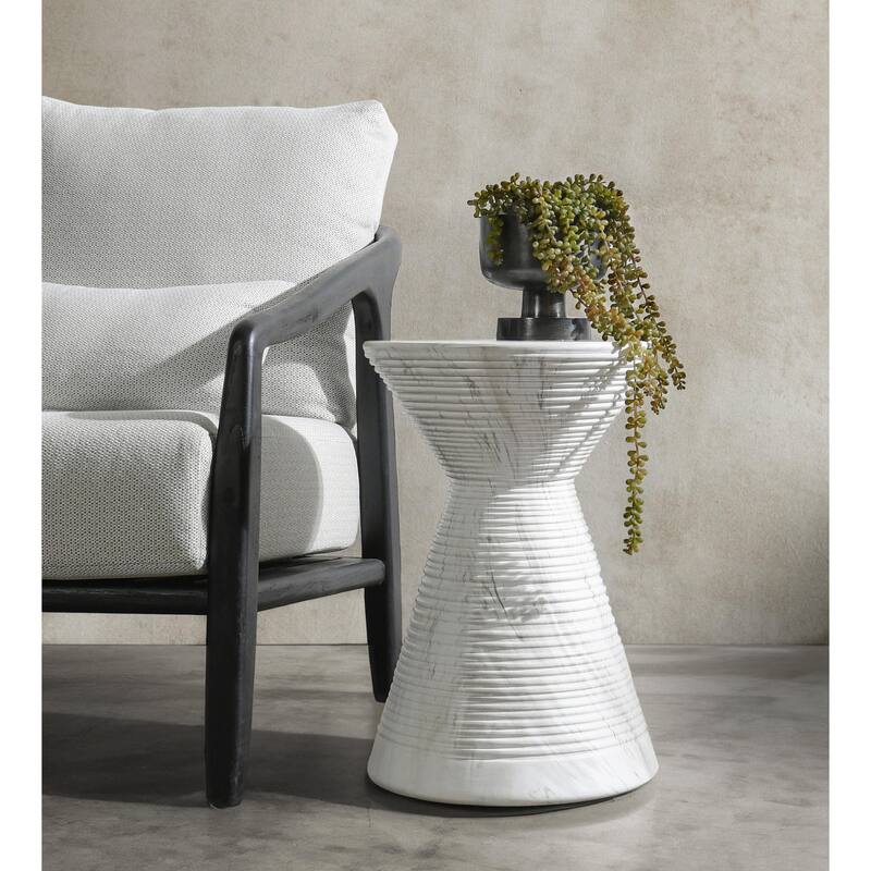 Classic Home Fern Concrete Stone Outdoor Accent Table
