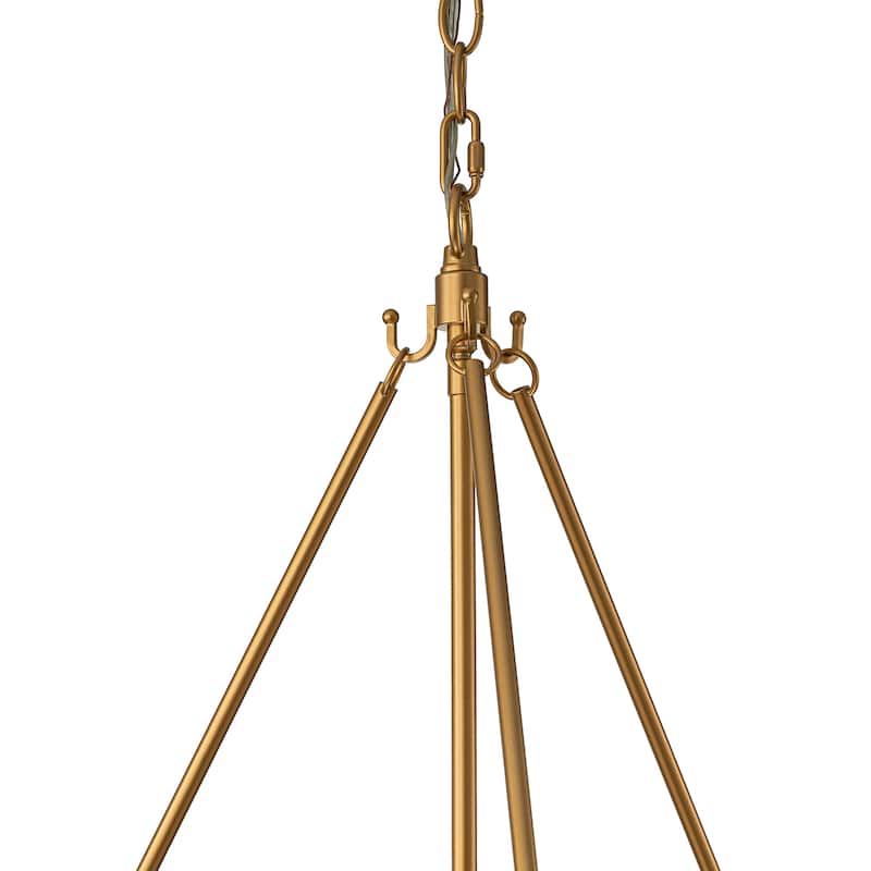 Modern 5-Light 20.5" Lantern Drum Chandelier Water Ripple Glass Pendant for Dining Room