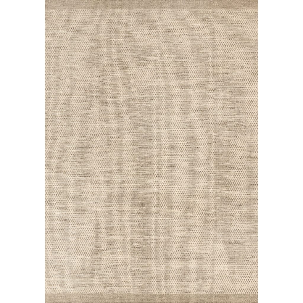 Acclaim Collection - Cream Beige Handwoven Wool Area Rug, 5'3" x 7'7"
