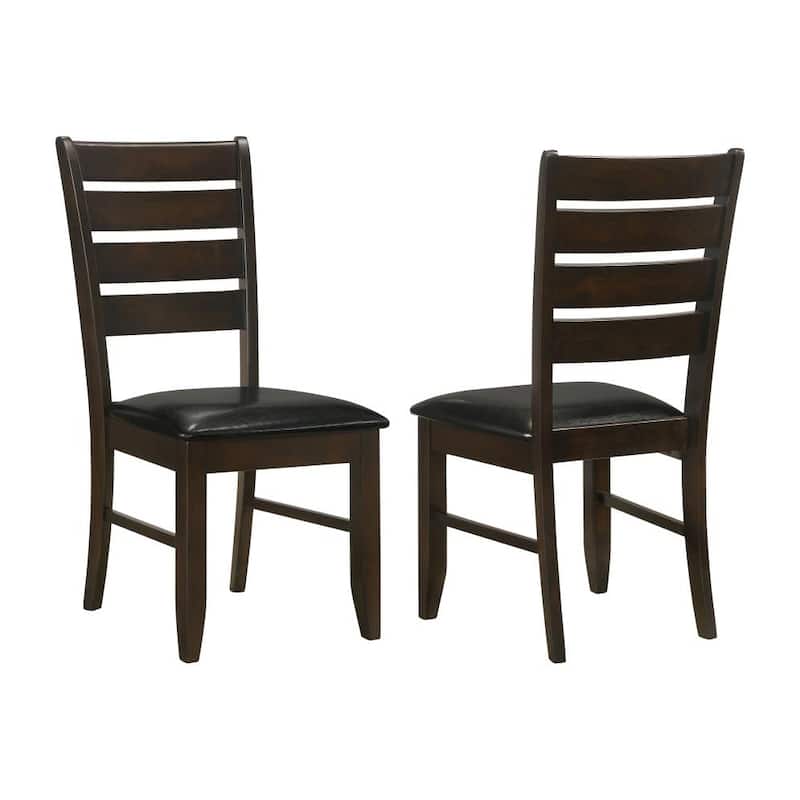 Set of 2 Slat Back Side Chairs in Cappuccino and Black