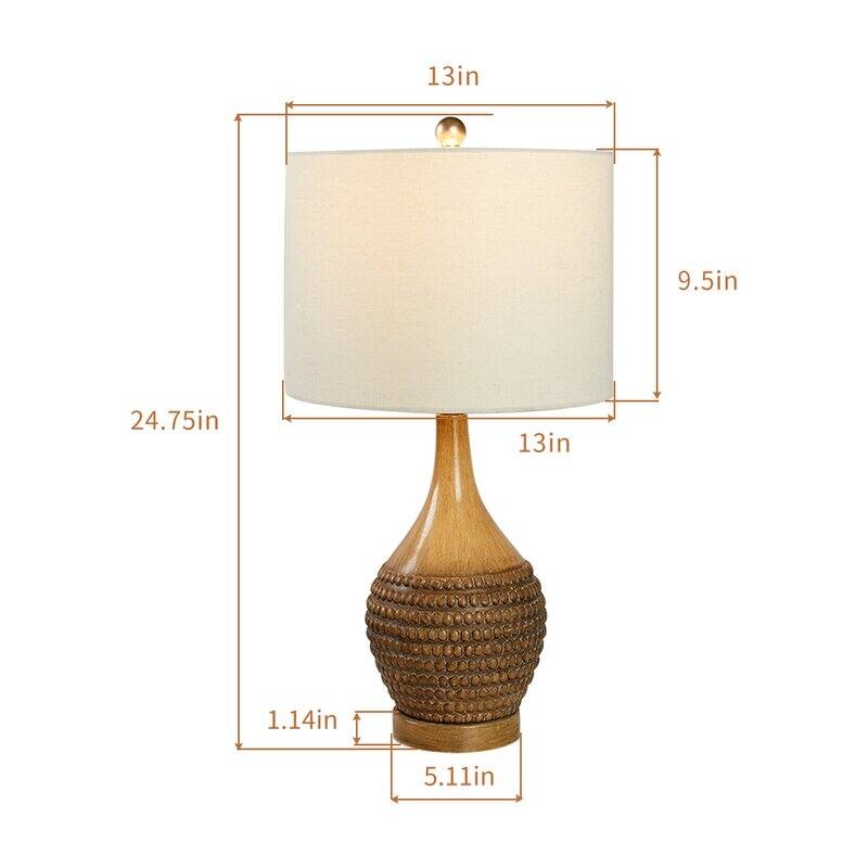Maxax 24.75" Brown Table Lamp Set with USB (Set of 2)