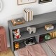 preview thumbnail 5 of 5, Full Size Pine Wood Storage Floor Bed Frame with L-Shaped Bookcases, Sliding Doors, No Need Spring Box, Grey