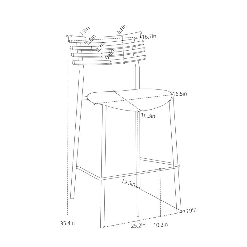 Pasargad Home Saga Bar Stool Set of 2, Beige/Brown - W17.9"xD19.3"xH35.4"