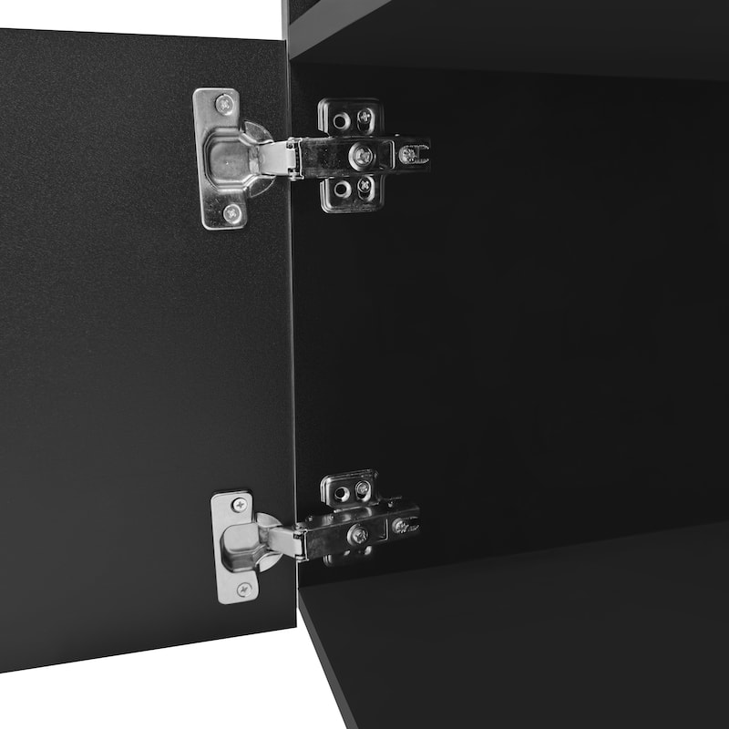 Black Versatile TV Cabinet Media Console TV Stand with LED Lights, Living Room Floor Storage Cabinet