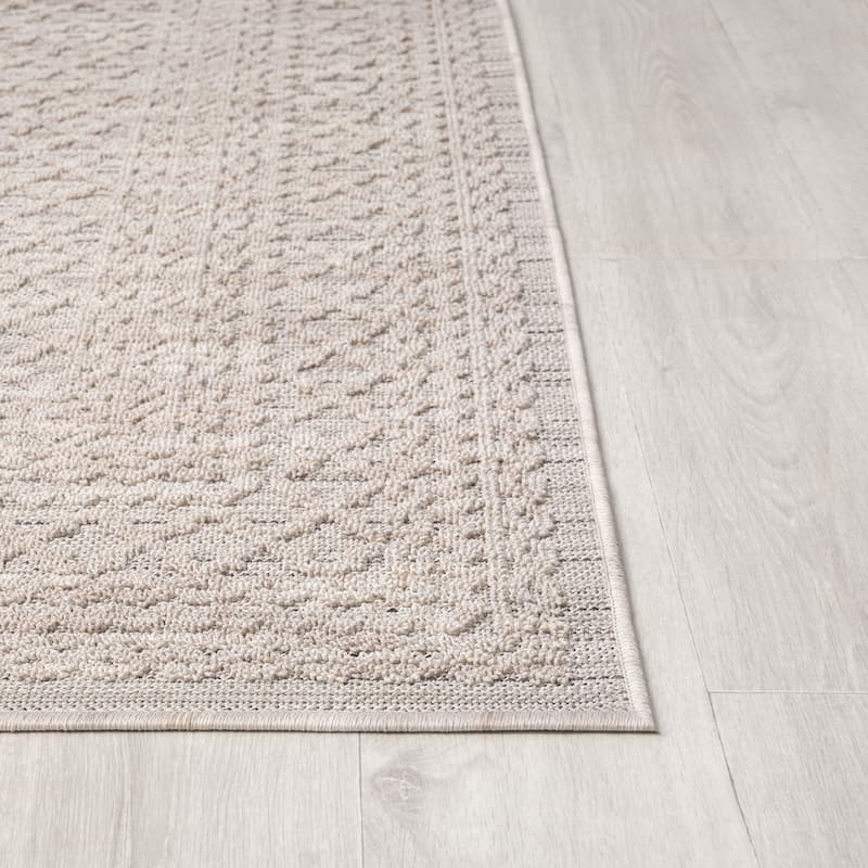 Sevita Bordered PET Yarn Indoor/Outdoor Area Rug
