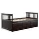 preview thumbnail 1 of 34, Costway Twin Captain's Bed Bunk Bed Alternative w/ Trundle & Drawers Espresso