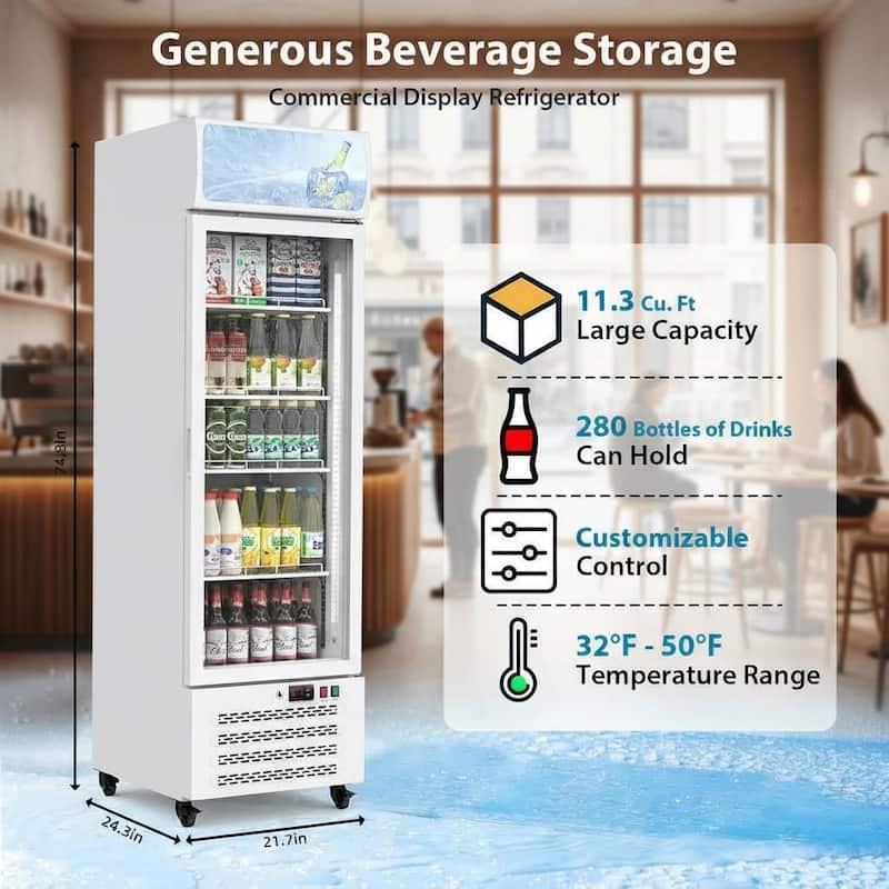 Commercial Display Refrigerator, 11.5 Cu.Ft.