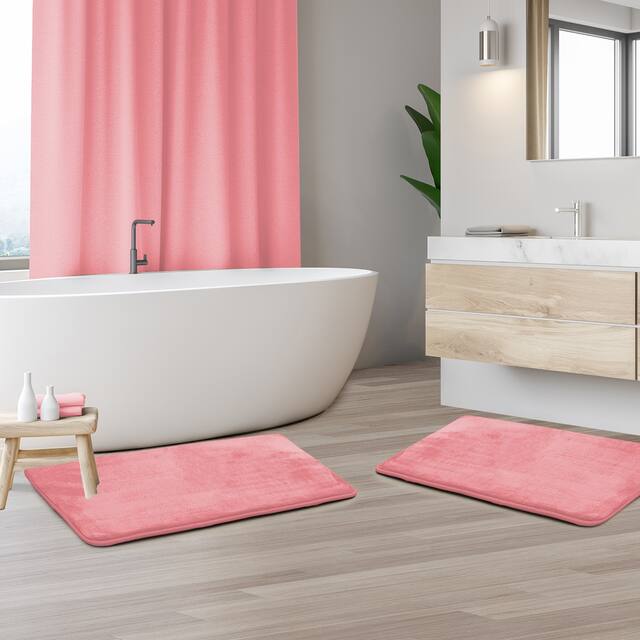 Clara Clark Ultra Soft Plush Bathroom Rug - Non-Slip, Velvet, Memory Foam Bath Mat - Set of 2