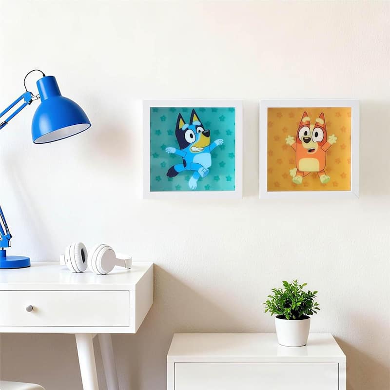 Bluey and Bingo 2 Piece Wall Art Set Framed Kids Room Decor