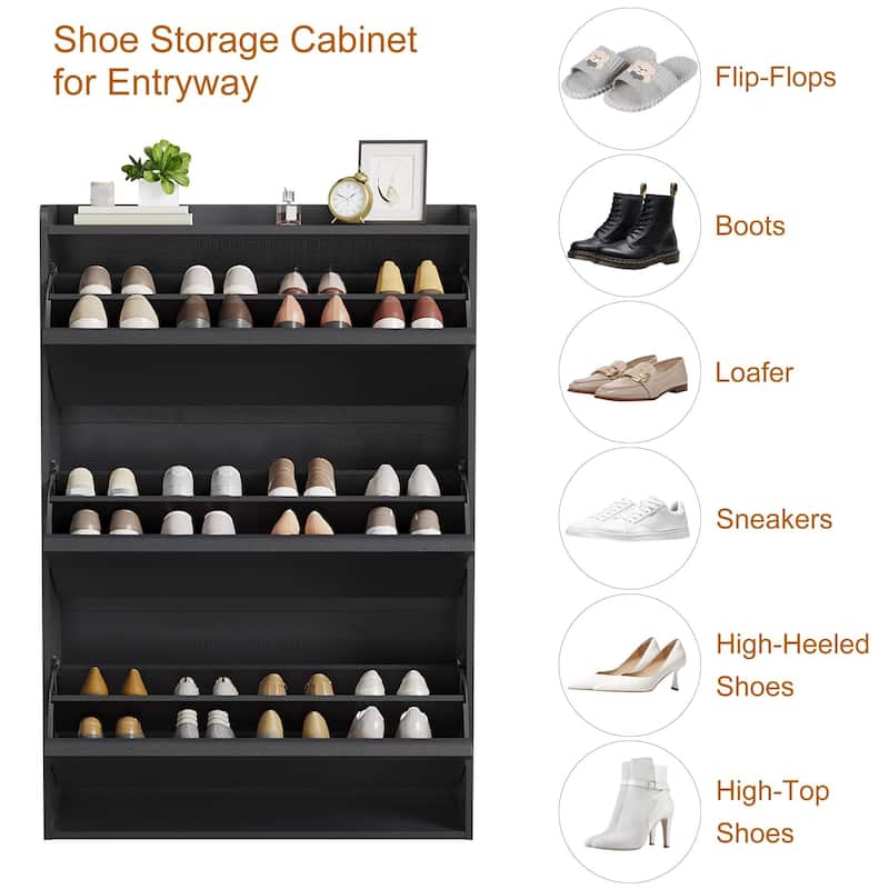Drawer Wooden Shoe Cabinet with Adjustable Shelves