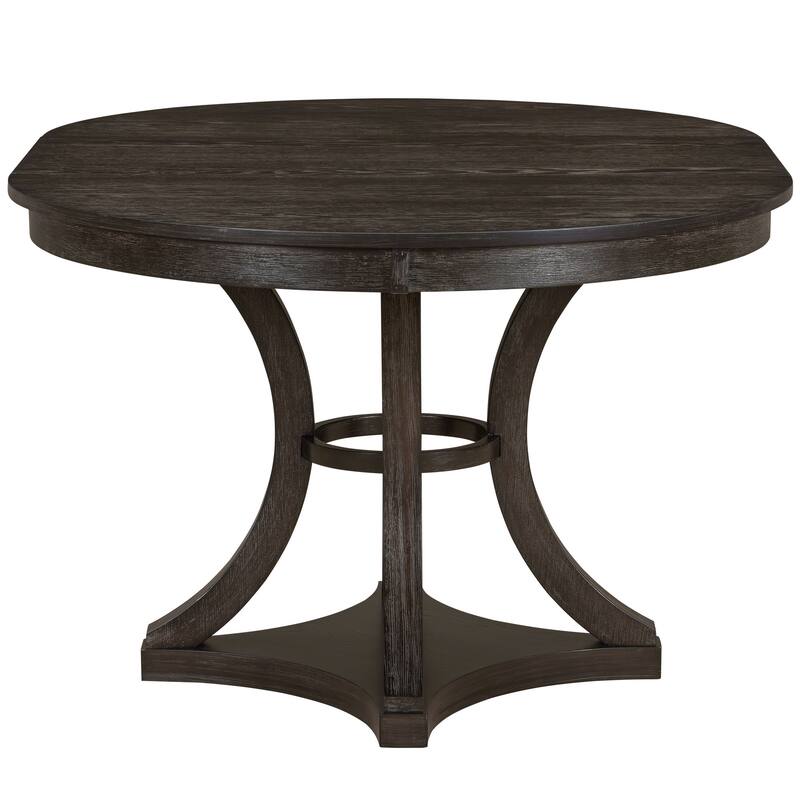 5-Piece Dining Table Set with Extendable Round Table, Kitchen Table Set with 4 Upholstered Chairs for Dining Room