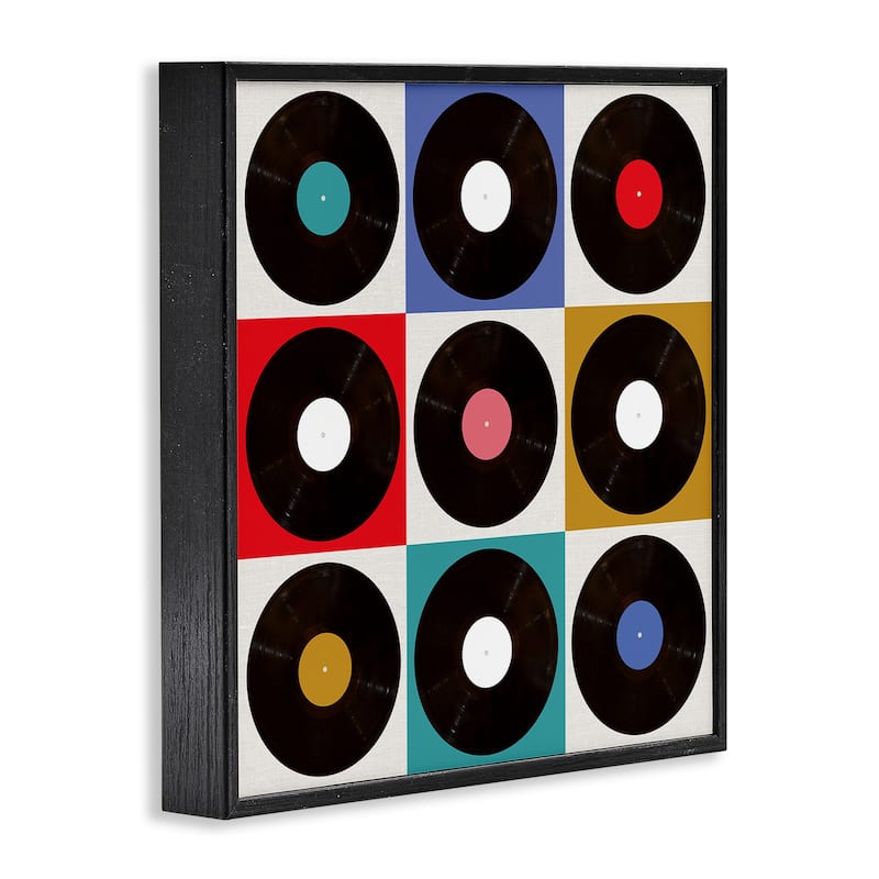 Stupell Geometric Music Records Framed Giclee Art Design By Katrina Craven