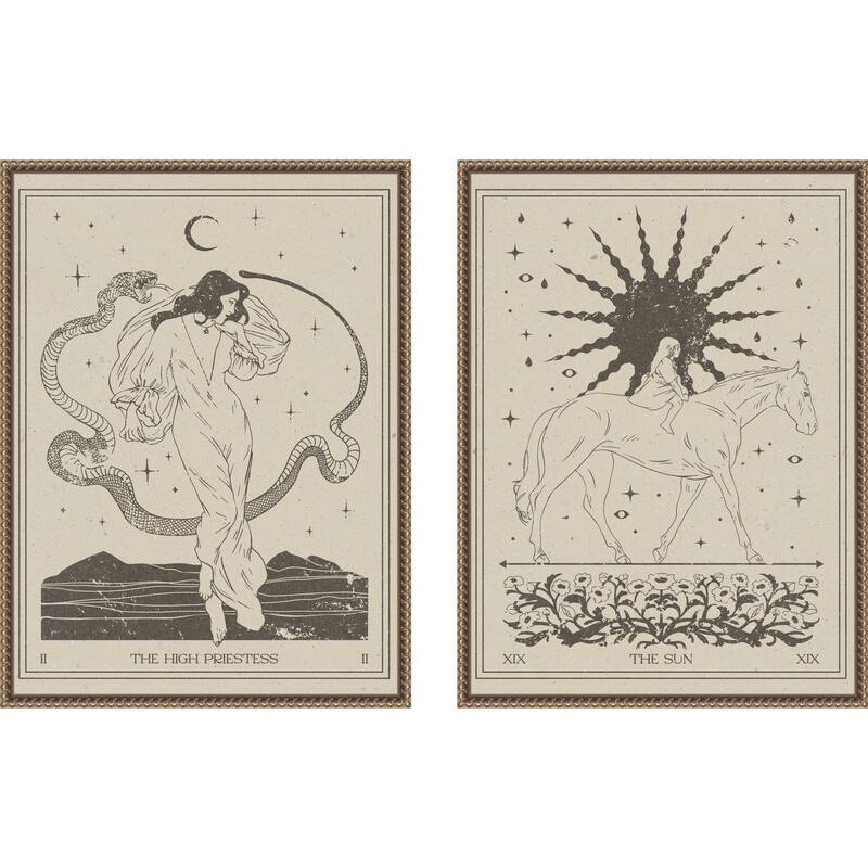 Amanti Art The High Priestess and The Sun 2 Piece by Nktn Framed Canvas Wall Art