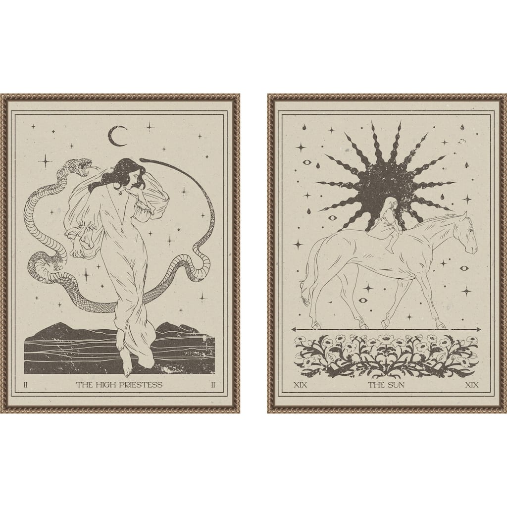 Amanti Art The High Priestess and The Sun 2 Piece by Nktn Framed Canvas Wall Art