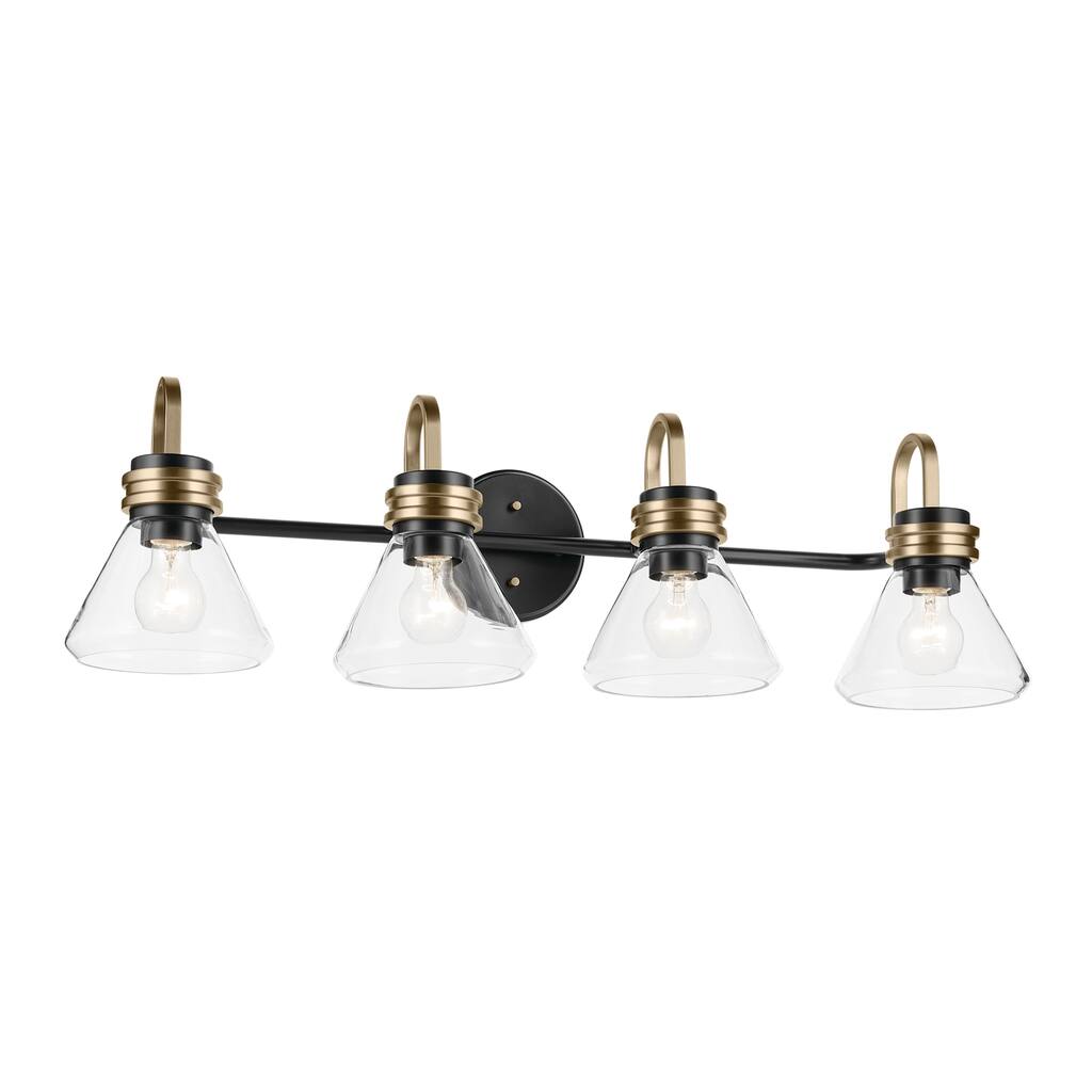 Kichler Lighting Farum 34" 4-Light Vanity Light with Clear Glass in Black