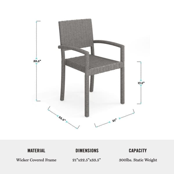 dimension image slide 3 of 6, Martha Stewart 7pc Rattan Patio Dining Set - 6 Chairs, Table - 62"D x 39"W x 30"H