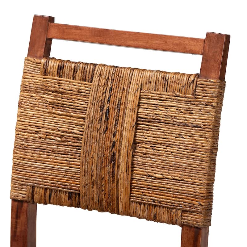 Chabela Handwoven Seagrass Dining Chair Set of 2- Solid Mango Wood Frame with Woven Seat and Backrest, Brown