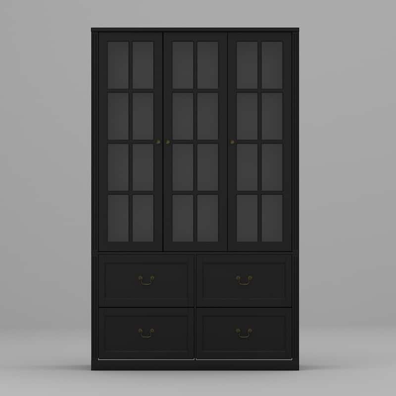 Modular Glass Doors Display Cabinet Combo Bookcase Home Office Pantry