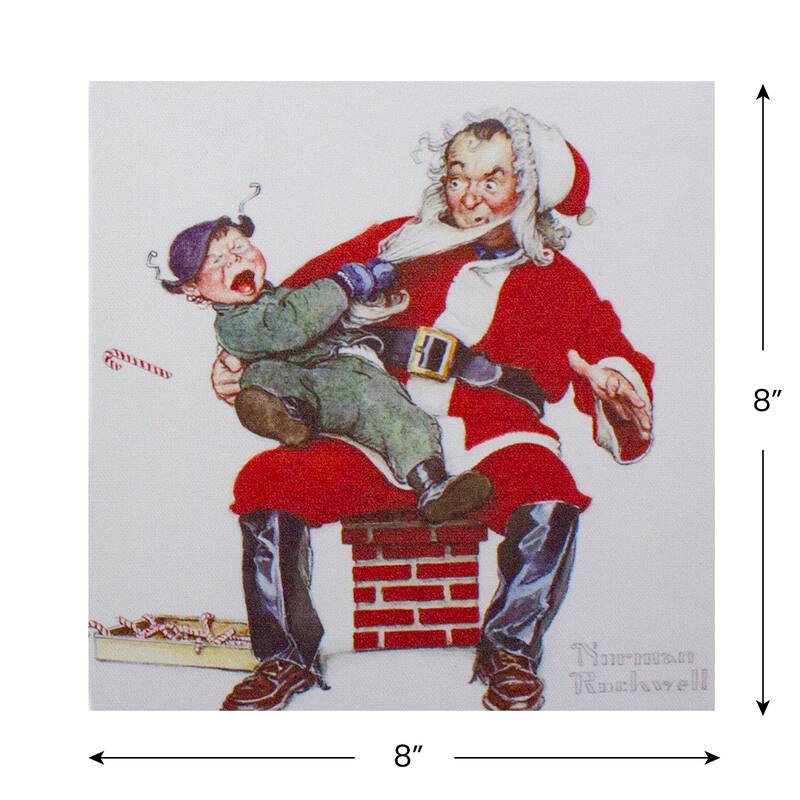 Set of 4 8" x 8" Classic Norman Rockwell Christmas Scene Canvas Prints