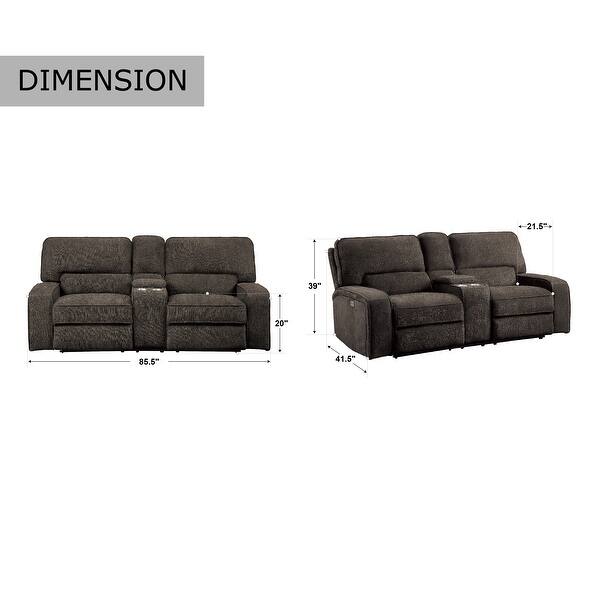 Eymard Chenille Fabric Power Reclining Loveseat with Console